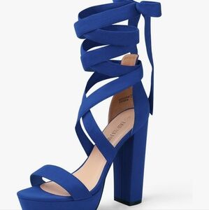 Dream Pairs Royal Blue Wrap Heels